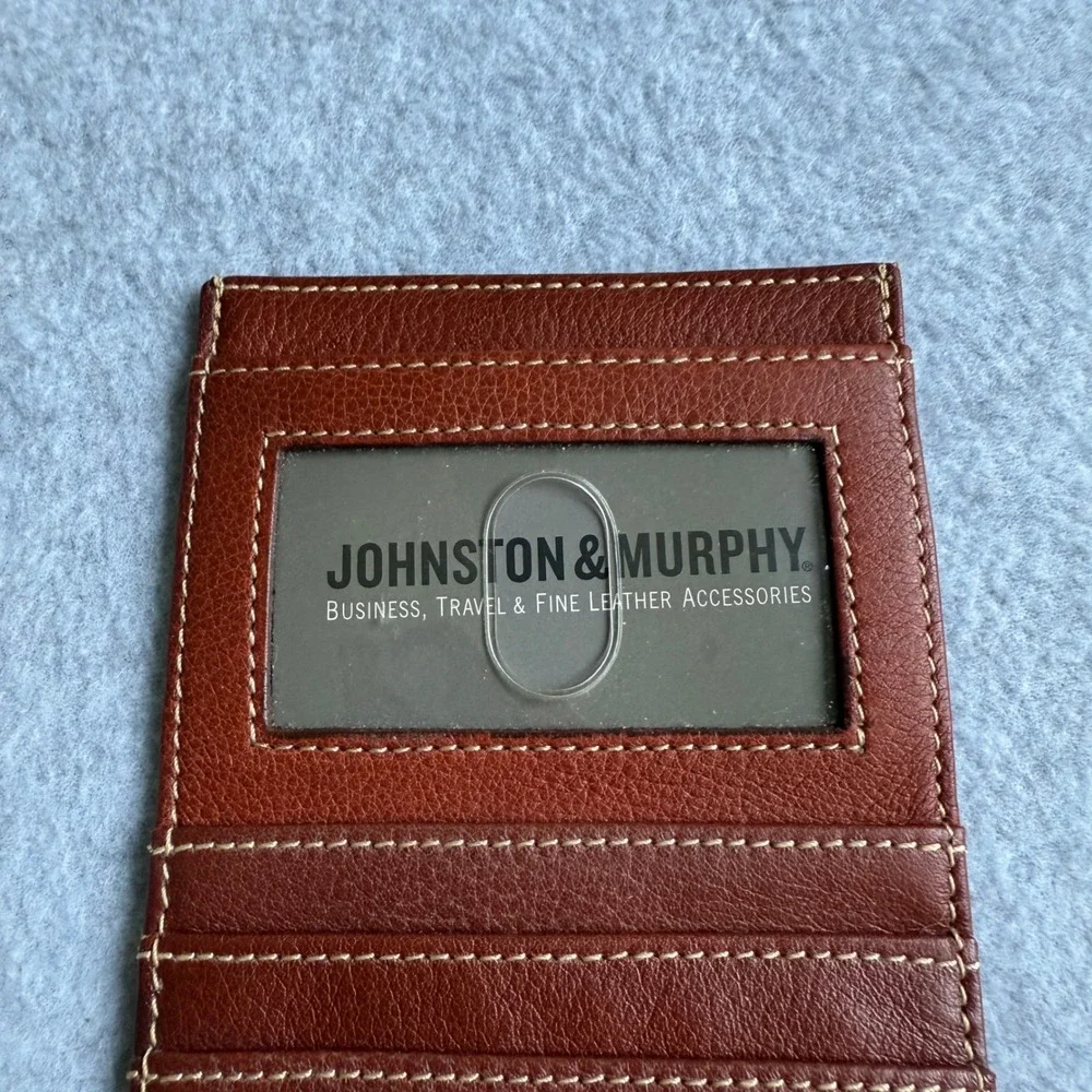 Johnston & Murphy Brown Leather Card ID‎ Case Wallet Business Travel Accessories
